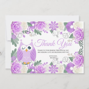 Lila Owl Floral Dankeschön Karte