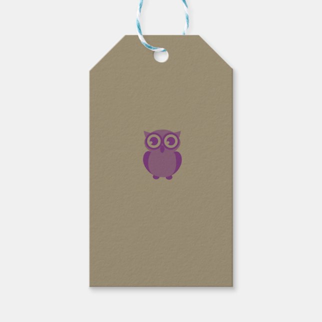 Lila Owl Gift Tags Geschenkanhänger (Vorderseite)