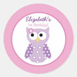 Lila Owl Girl Round Custom Gevor Sticker