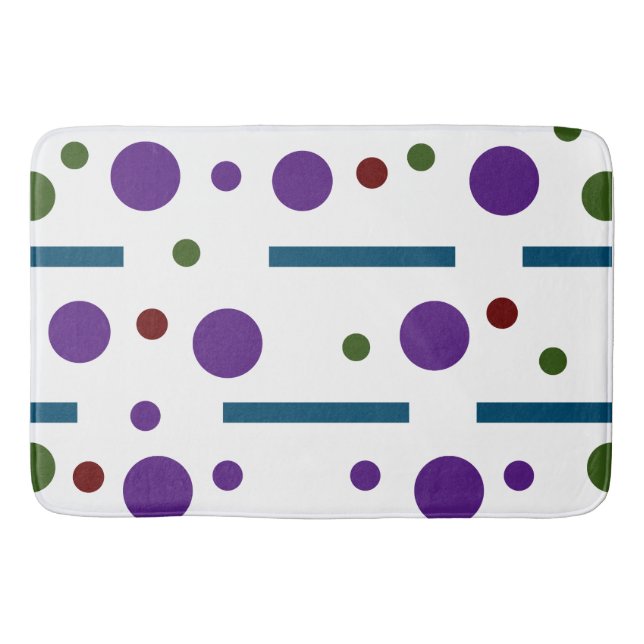 Lila Ozean Blau und Waldgrün: Punkte und Linien Badematte (Vorderseite)