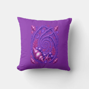 Lila Ozean-Spiral-Meeresmuschel-Fantasy-Kunst My Kissen