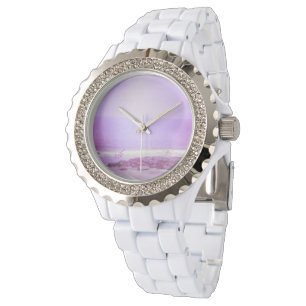 Lila Ozean und Sky White Kristall Watch Armbanduhr