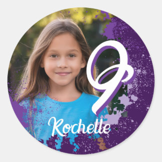 Lila Paint Spritzer Foto Sticker - Alter 9