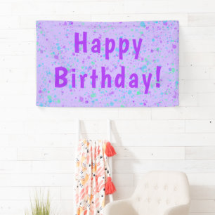 Lila Paint Spritzer Geburtstag Banner