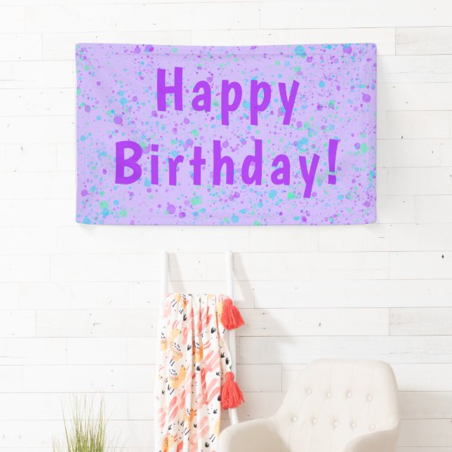 Lila Paint Spritzer Geburtstag Banner (Insitu)