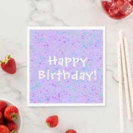 Lila Paint Spritzer Geburtstag Serviette