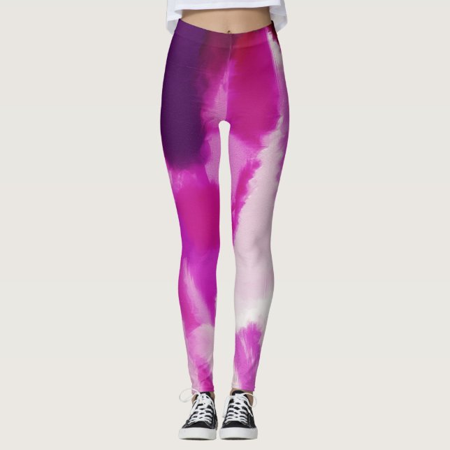 Lila Paint-Spritzer Leggings (Vorderseite)