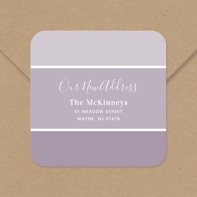 Lila Paint Swatch neue Adresse Quadratischer Aufkleber (Von Creator hochgeladen)