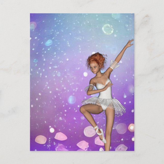 Lila Painted Bokeh Bubbles Ballerina Postkarte (Vorderseite)