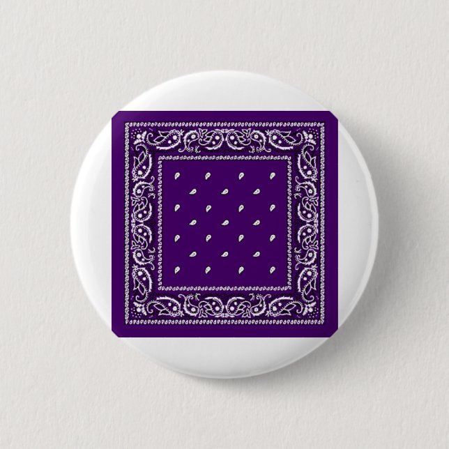 Lila Paisley Bandanna Button (Vorderseite)