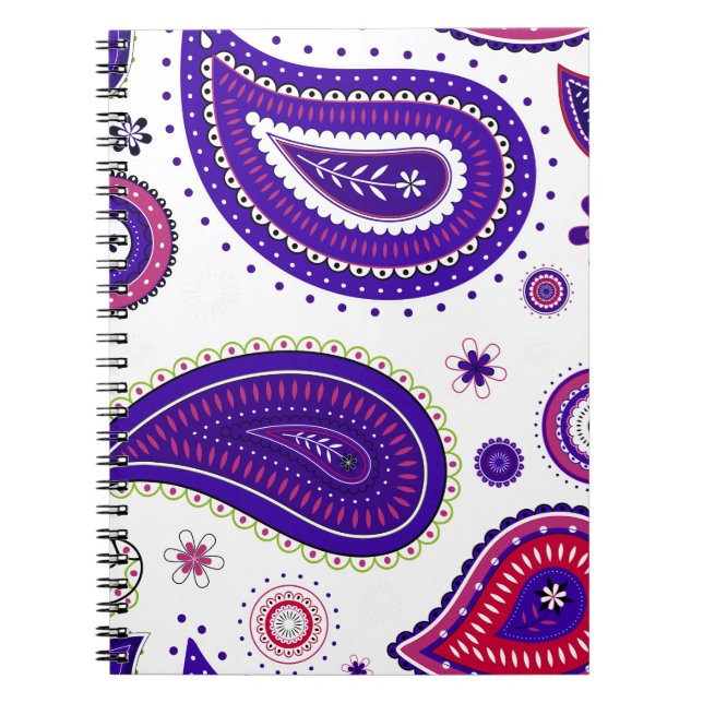 Lila Paisley, buntes Blume Muster Notizblock (Vorderseite)