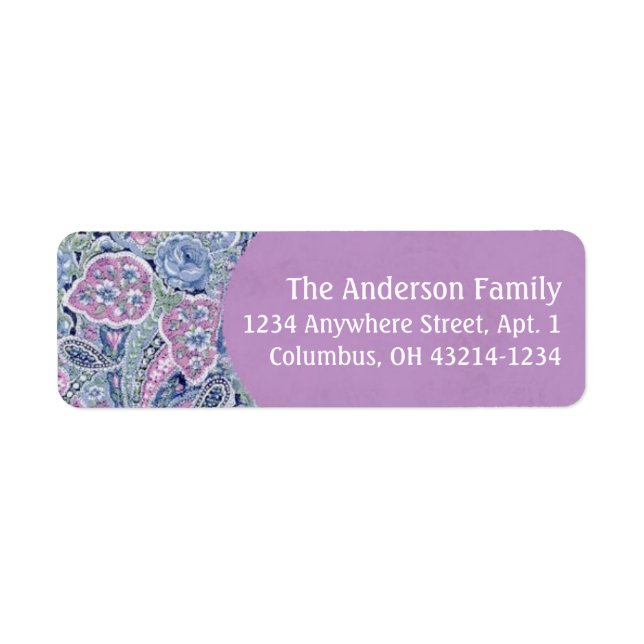 Lila Paisley Floral Return Address Label 2 (Vorne)
