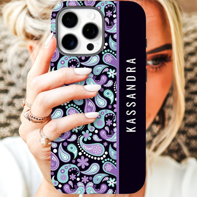 Lila Paisley Individuelle Name Case-Mate iPhone Hülle (Von Creator hochgeladen)
