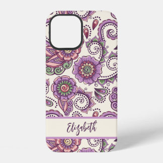 Lila Paisley iPhone 12 Hülle