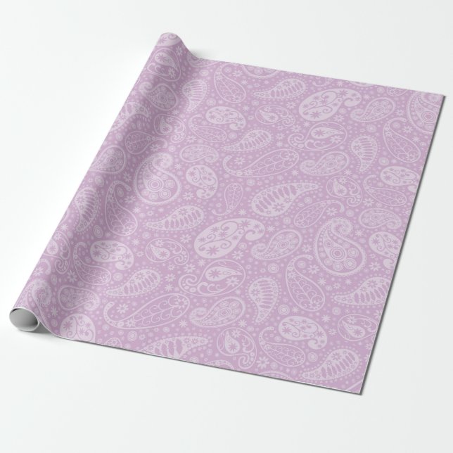 Lila Paisley mit Blumen Geschenkpapier (Ungerollt)