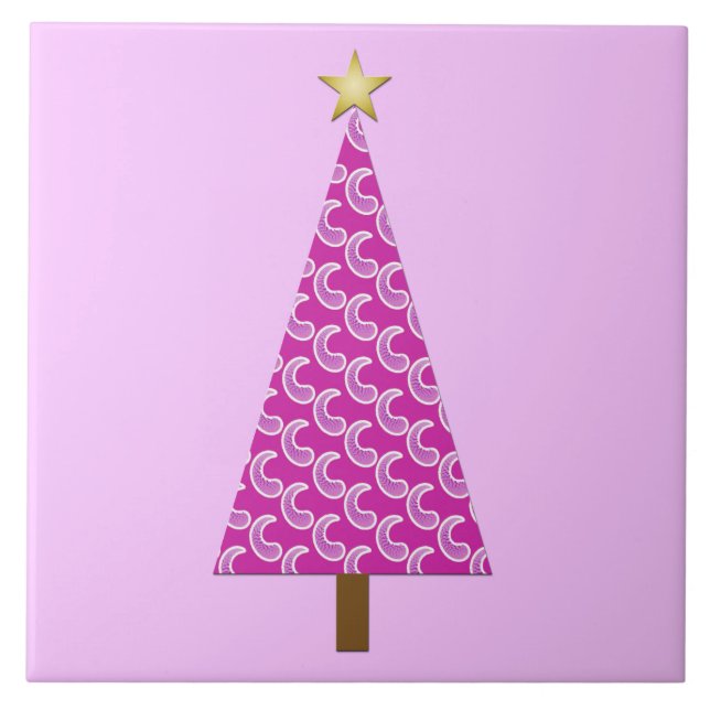 Lila Paisley, moderner Weihnachtsbaum Fliese (Vorderseite)