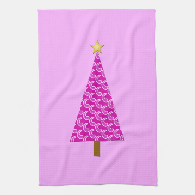 Lila Paisley, moderner Weihnachtsbaum Handtuch (Vertikal)
