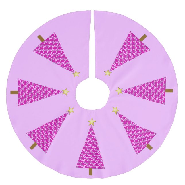 Lila Paisley, moderner Weihnachtsbaum Polyester Weihnachtsbaumdecke (Vorderseite)