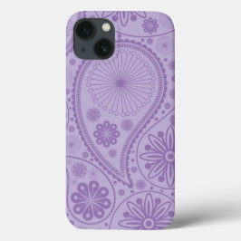 Lila Paisley-Muster iPhone 13 Hülle