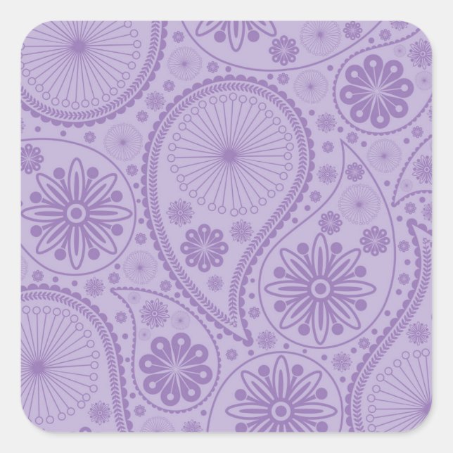Lila Paisley-Muster Quadratischer Aufkleber (Vorderseite)
