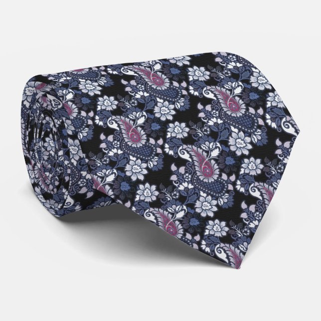 Lila Paisley Neck Tie Krawatte (Gerollt)