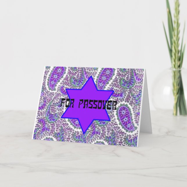 Lila Paisley Passover Karte (Vorderseite)