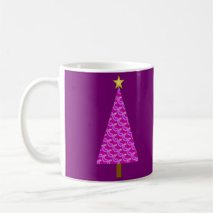 Lila Paisley Retro Moderner Weihnachtsbaum Kaffeetasse