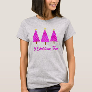 Lila Paisley Retro Moderner Weihnachtsbaum T-Shirt