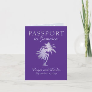 Lila Palm-Imitate Foil Jamaica Wedding Passport Einladung