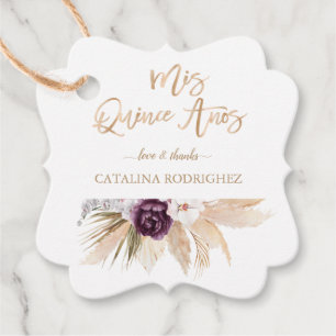 Lila Pampas Grass Quinceañera, weißer Orchid Geschenkanhänger