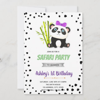 Lila Panda-Geburtstagseinladung Feiertagskarte