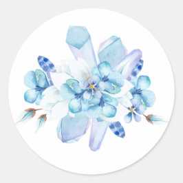 Lila Pansie, kristallklares Set im Wasser Runder Aufkleber