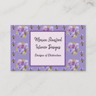 Lila Pansy Blume Aquarell Business Card Visitenkarte