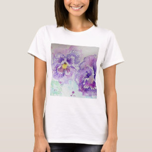 Lila Pansy Blume Aquarellmalerei T-Shirt