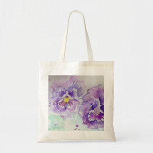 Lila Pansy Blume Aquarellmalerei Tragetasche