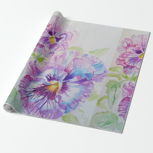 Lila Pansy Blume Blumenbeete Watercolor Geschenkpapier