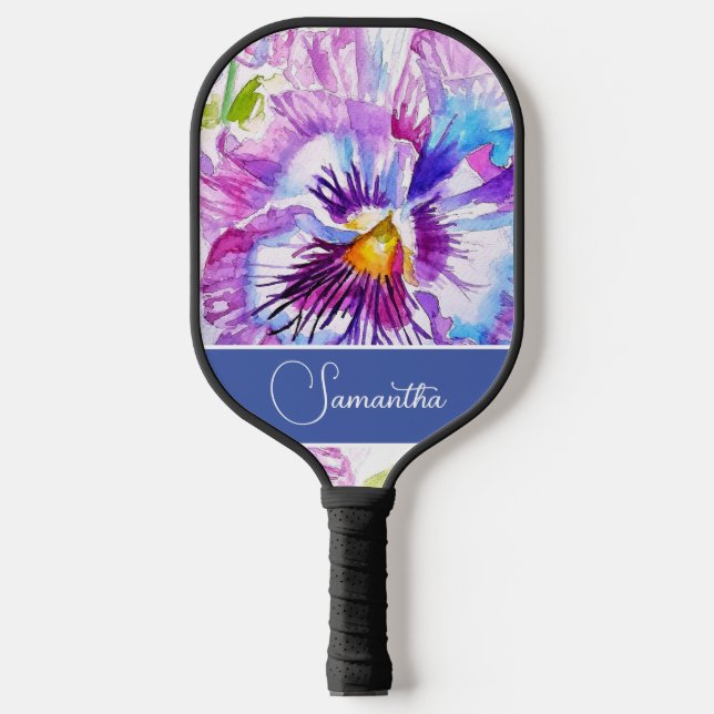 Lila Pansy Blume Blumenfrauen Liebe Pickleball Schläger (Vorderseite)