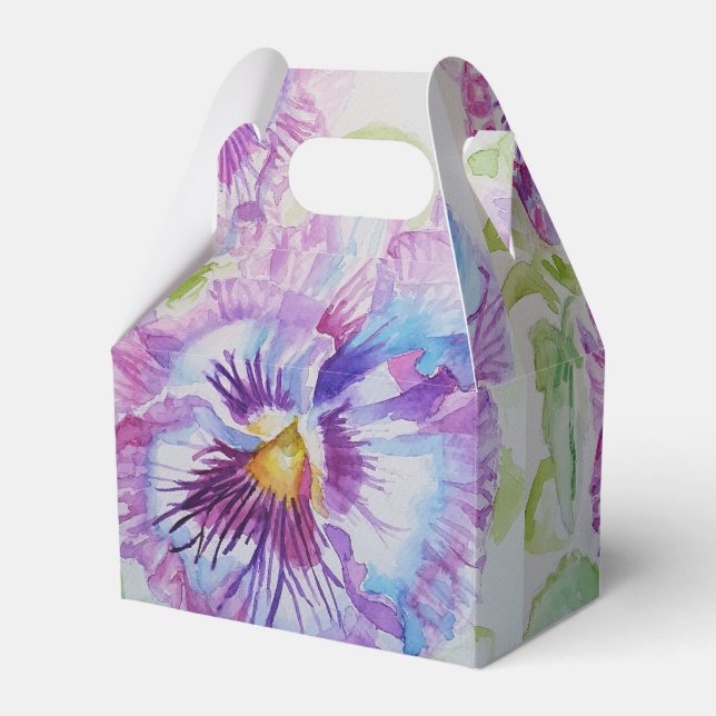 Lila Pansy Blume Blumenstrauß Party Gesichtskasten Geschenkschachtel (Vorderseite)