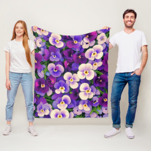 Lila Pansy Blume Fleecedecke