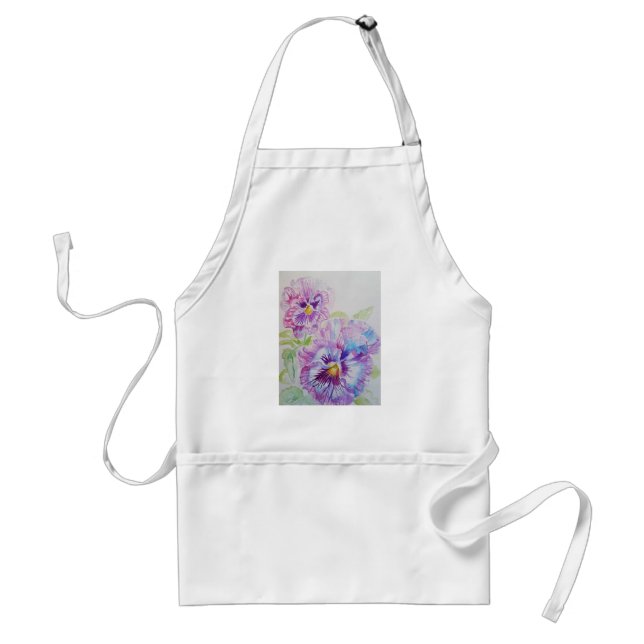 Lila Pansy Blume Floral Küche Schürze (Vorne)