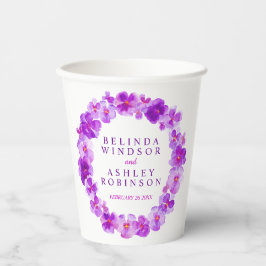 Lila Pansy Blume Kranz Aquarellkunst Hochzeit Pappbecher
