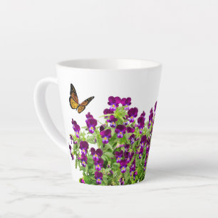 Lila Pansy Blume Latte Tasse