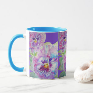 Lila Pansy Blume Mum Daughter Tasse