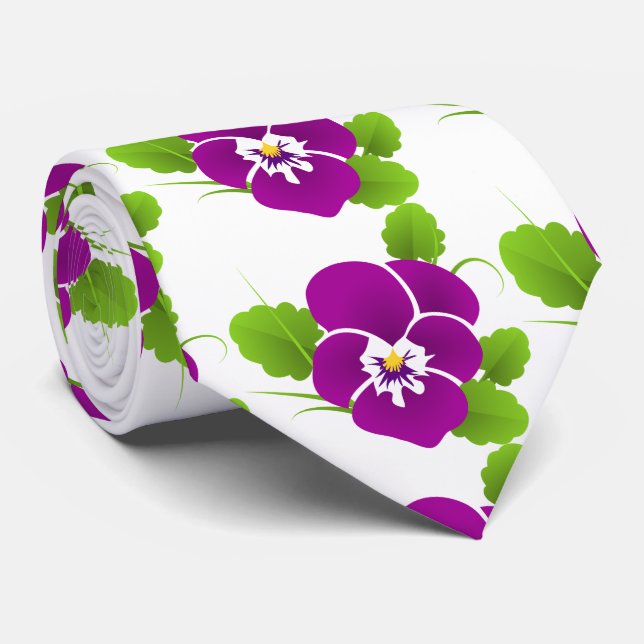 Lila Pansy Blume Thunder_Cove Krawatte (Gerollt)