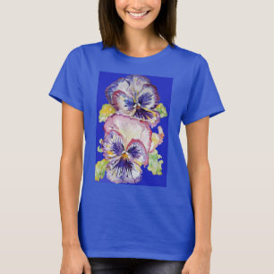 Lila Pansy Blumenmuster Wasserfarben Blume T-Shirt