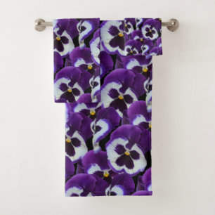 Lila Pansy Bouquet, Badhandtuch Set