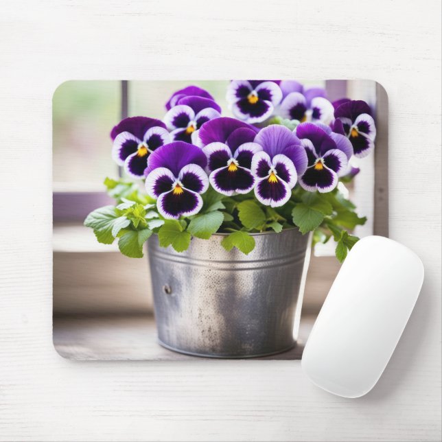Lila Pansy Bouquet Mousepad (Mit Mouse)