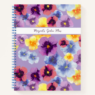 Lila Pansy Elegant Blumengarten SpiralNotebook Notizbuch