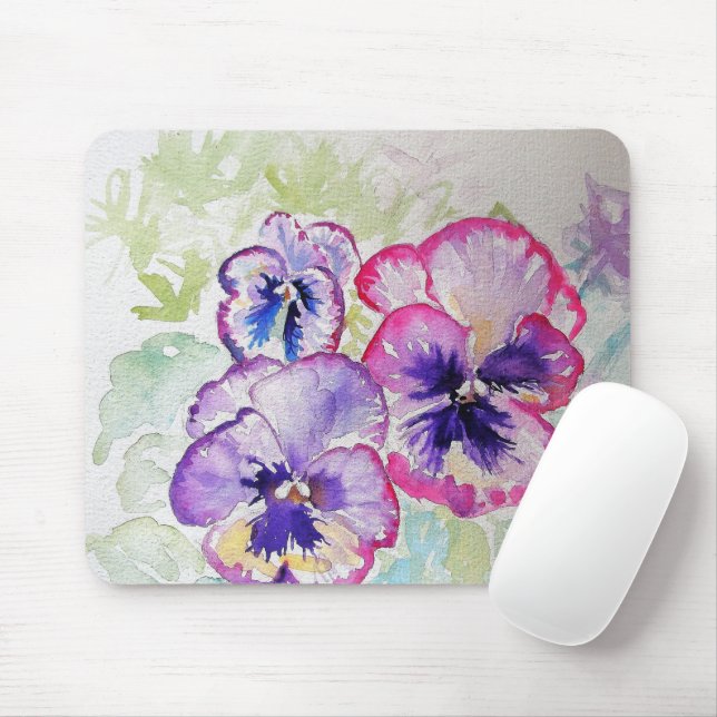 Lila Pansy Floral Blume Computermatte Pad Mousepad (Mit Mouse)