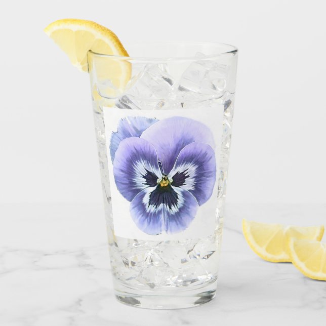 Lila Pansy Floral Botanische Kunst Glas (Vorderseite Ice)
